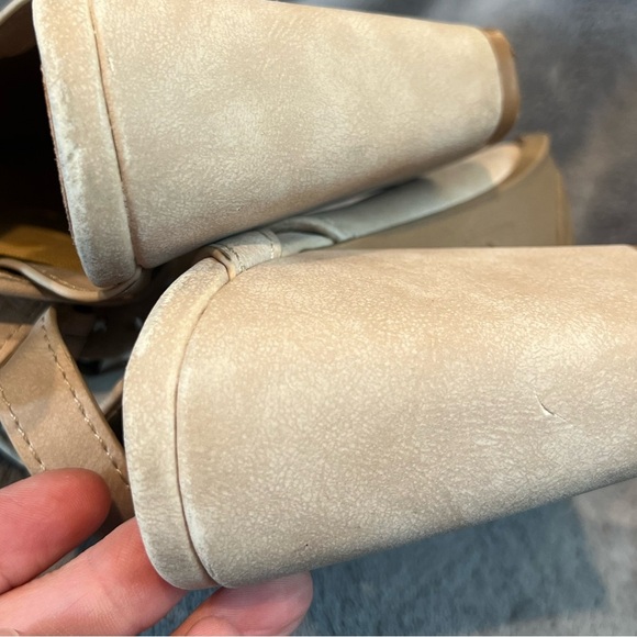 Qupid Beige Peep Toe Bootie with Ankle Strap - Picture 8 of 10